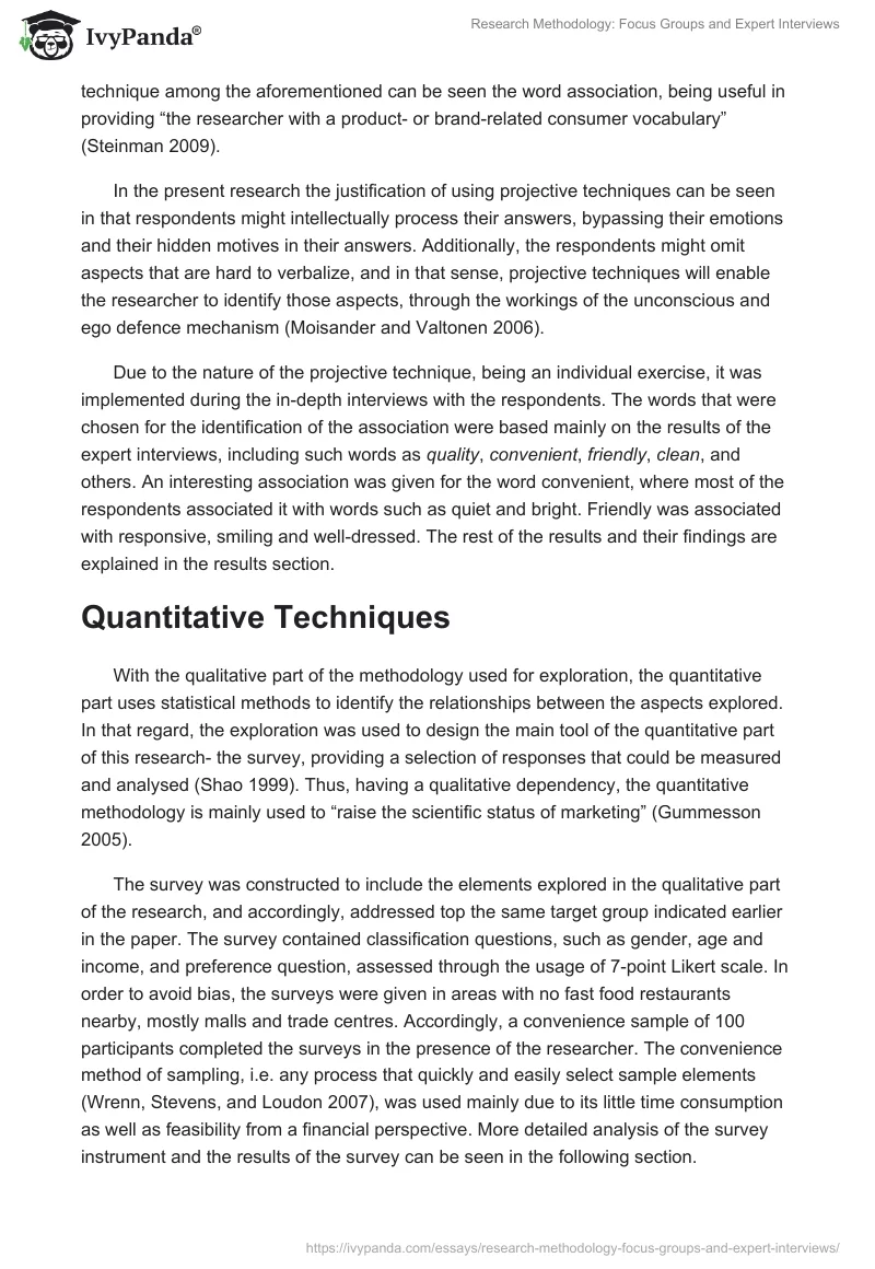 Research Methodology: Focus Groups and Expert Interviews. Page 5