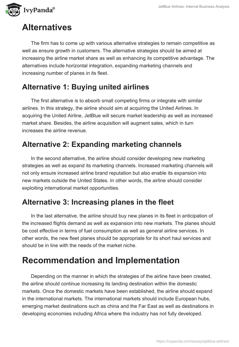 JetBlue Airlines: Internal Business Analysis. Page 4