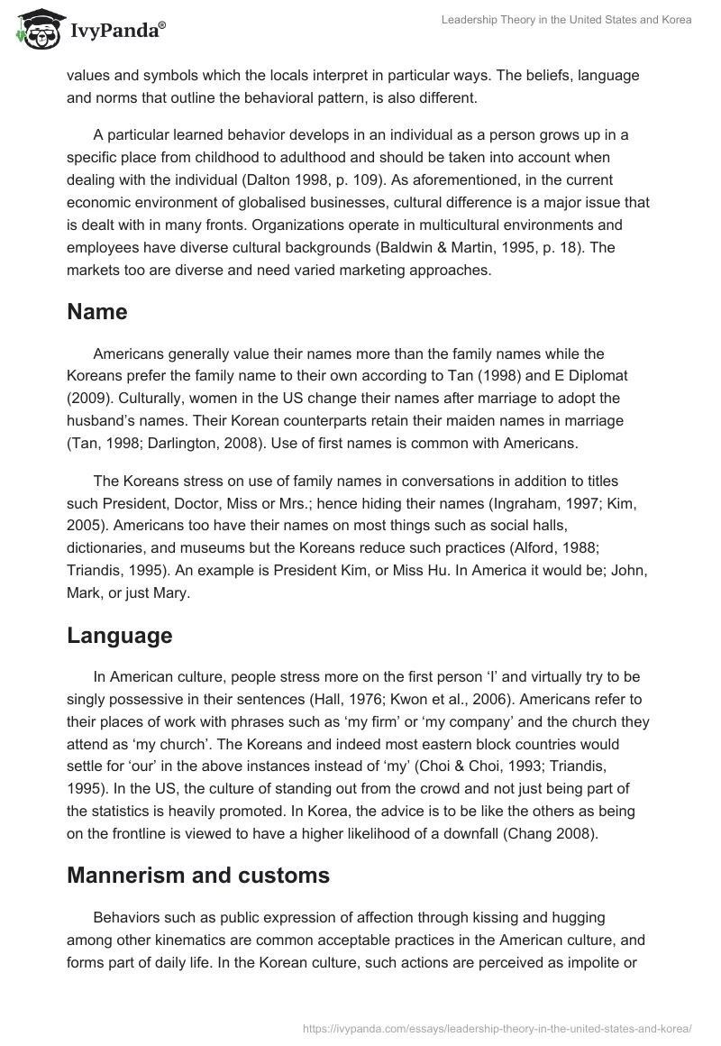 Leadership Theory in the United States and Korea. Page 2