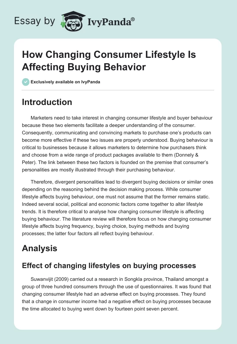 How Changing Consumer Lifestyle Is Affecting Buying Behavior. Page 1