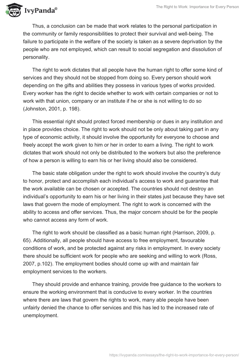 The Right to Work: Importance for Every Person. Page 2