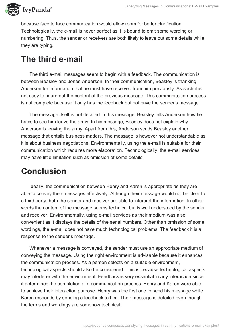 Analyzing Messages in Communications: E-Mail Examples. Page 3