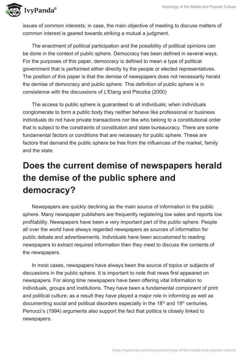 Sociology of the Media and Popular Culture. Page 2