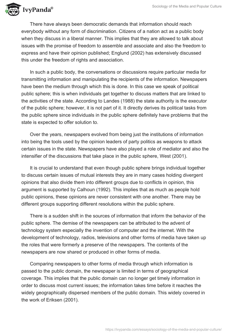 Sociology of the Media and Popular Culture. Page 3