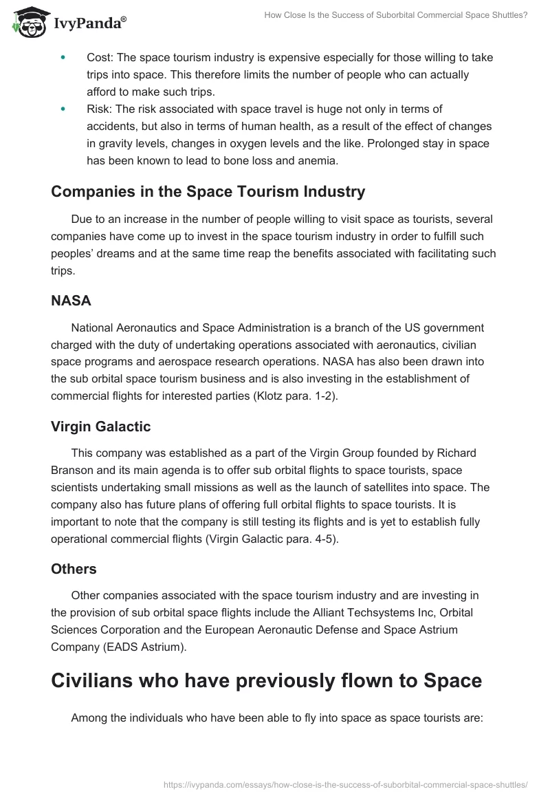 How Close Is the Success of Suborbital Commercial Space Shuttles?. Page 3