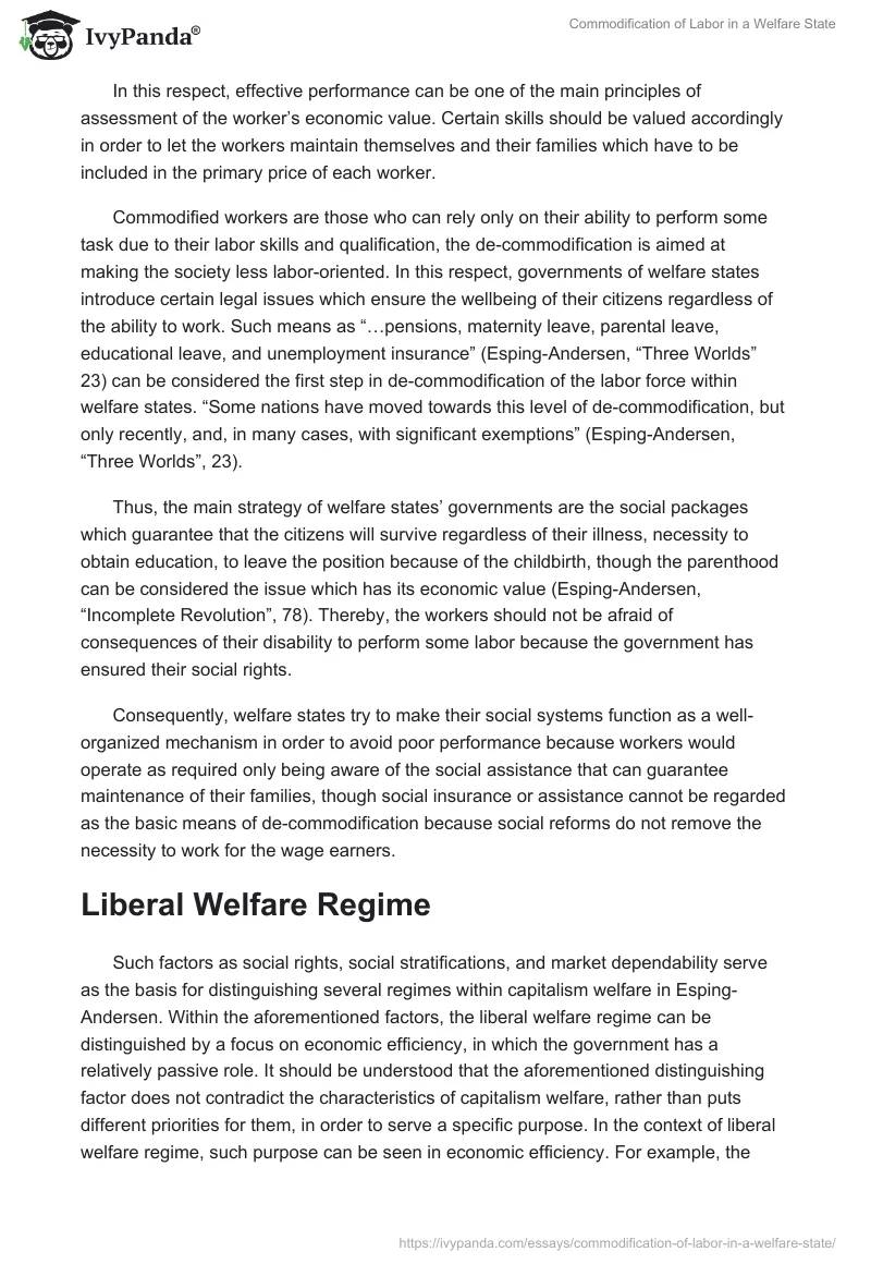 Commodification of Labor in a Welfare State. Page 2