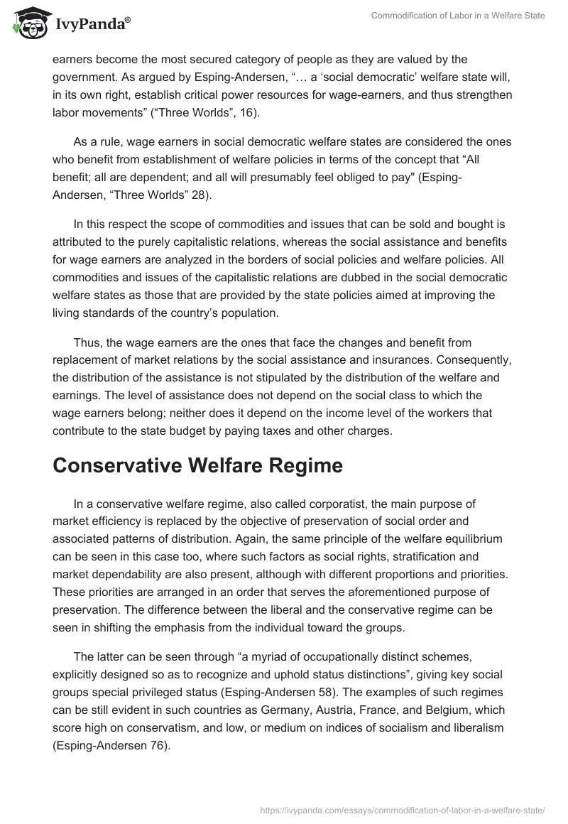 Commodification of Labor in a Welfare State. Page 5