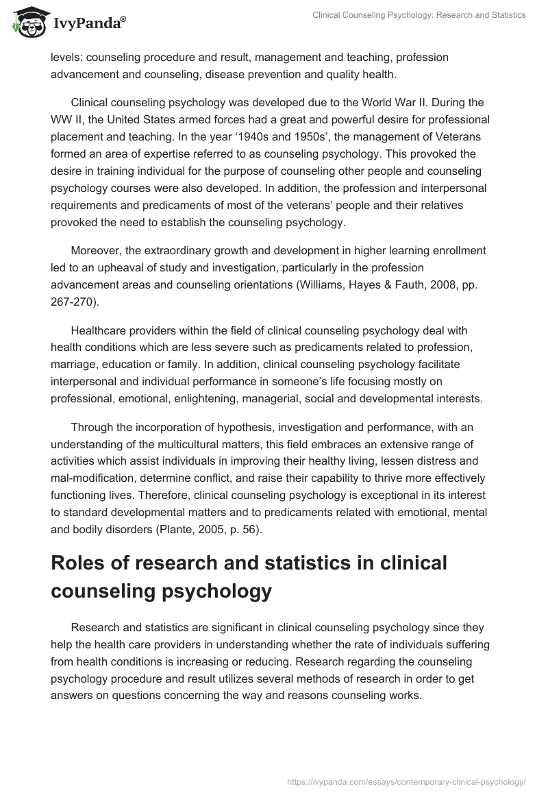 Clinical Counseling Psychology: Research and Statistics. Page 2