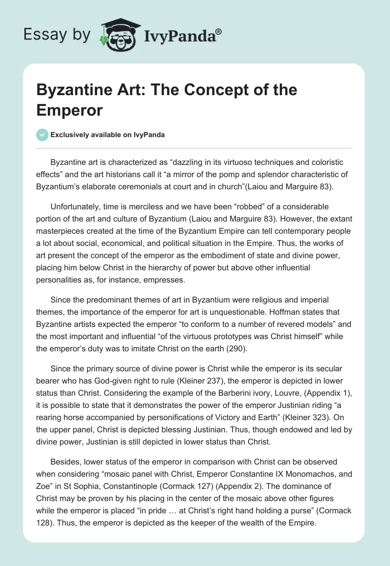 Byzantine Art: The Concept of the Emperor. Page 1