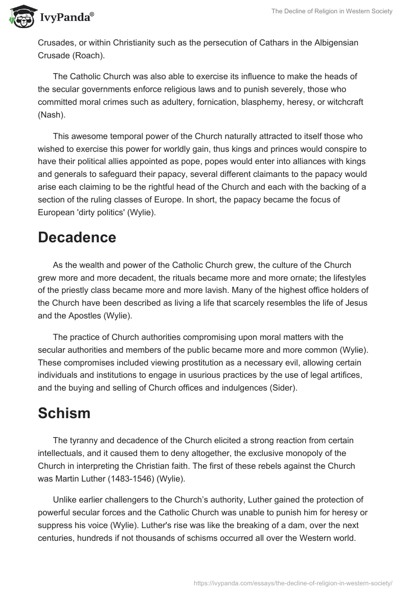 The Decline of Religion in Western Society. Page 2