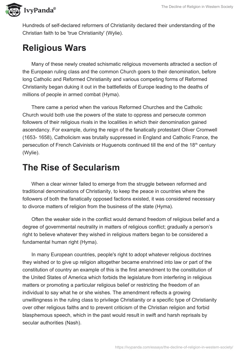 The Decline of Religion in Western Society. Page 3