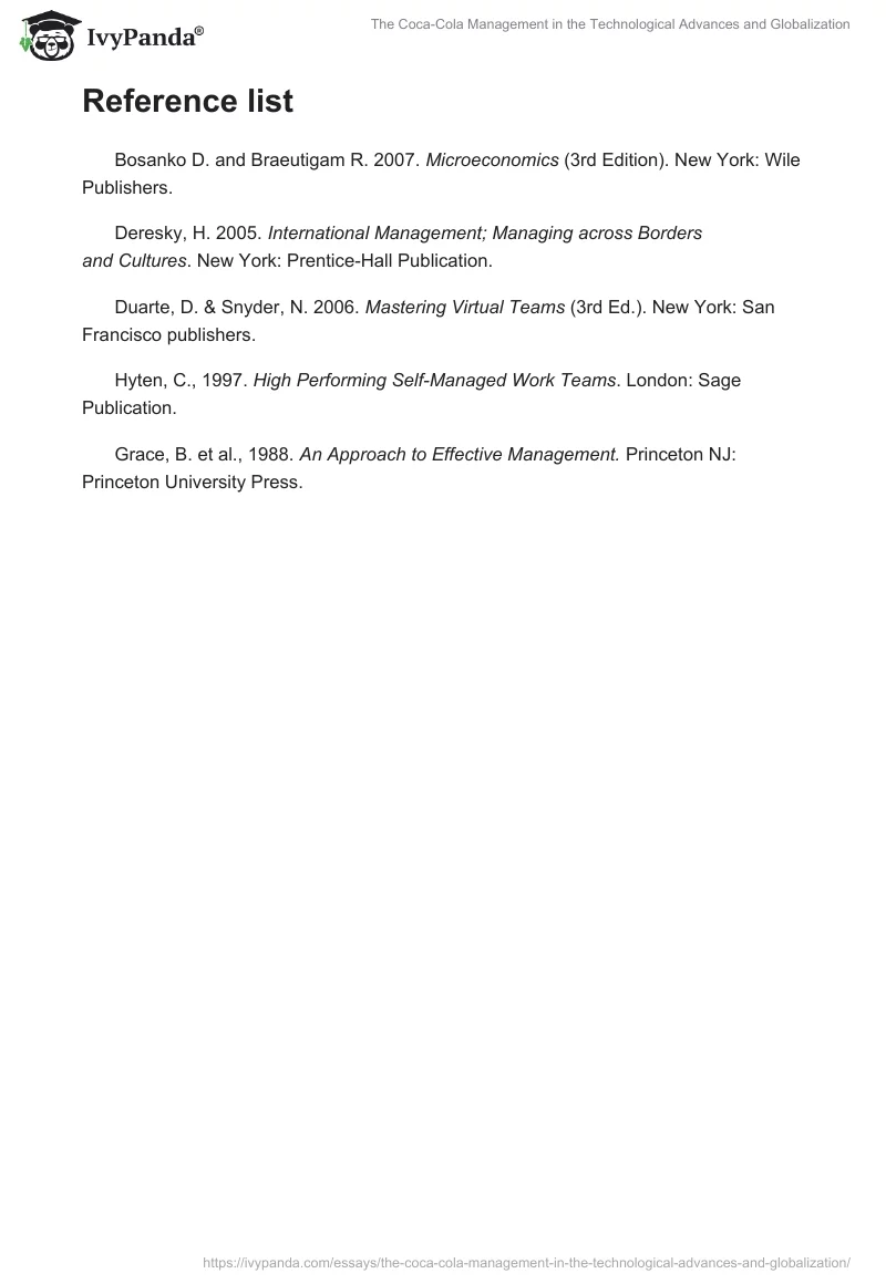 The Coca-Cola Management in the Technological Advances and Globalization. Page 4