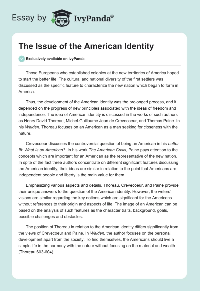 The Issue of the American Identity. Page 1
