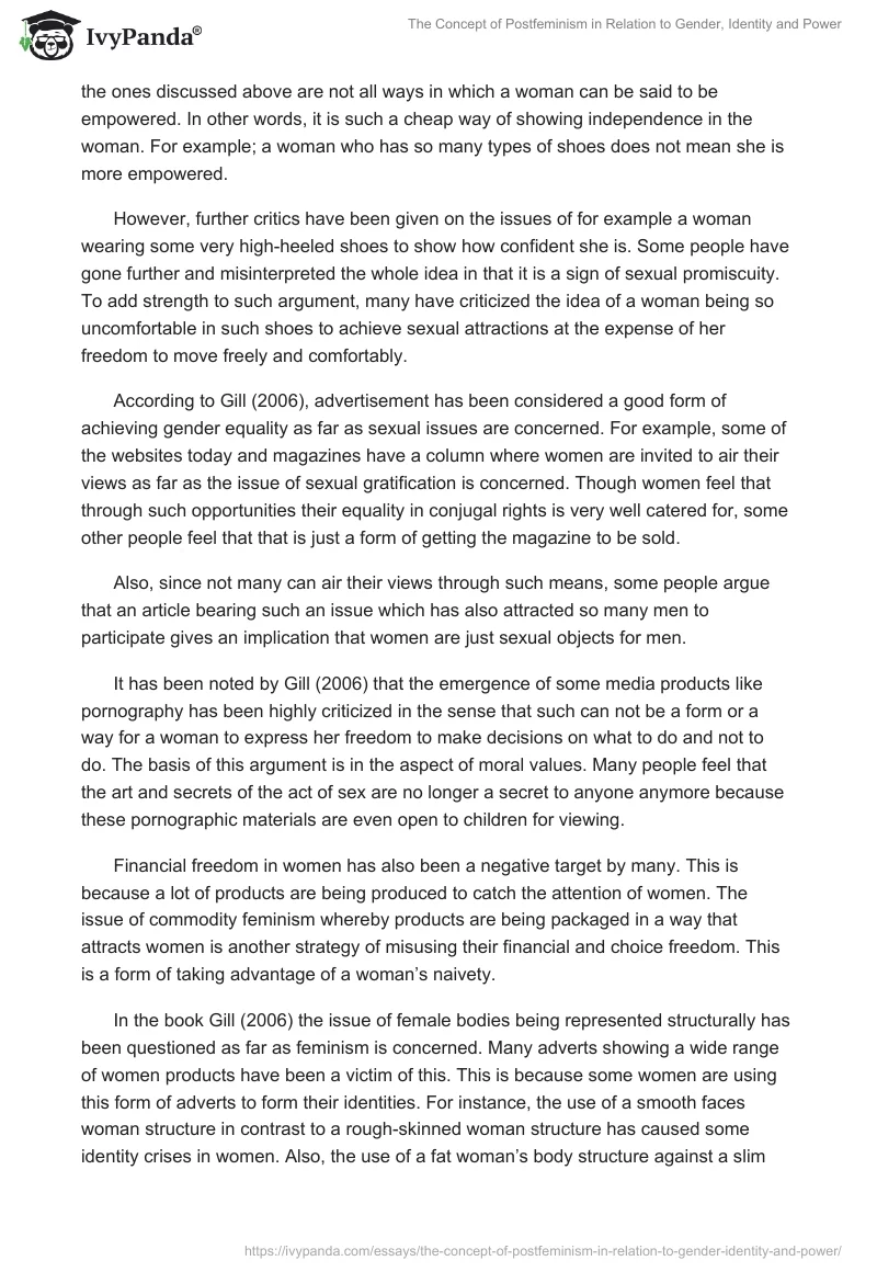 The Concept of Postfeminism in Relation to Gender, Identity and Power. Page 3