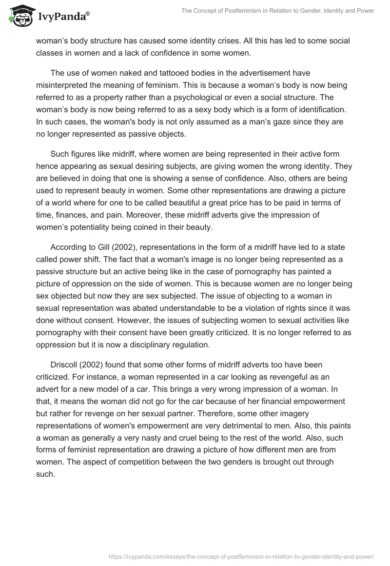 The Concept of Postfeminism in Relation to Gender, Identity and Power. Page 4
