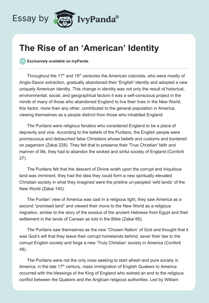 The Rise of an ‘American’ Identity. Page 1
