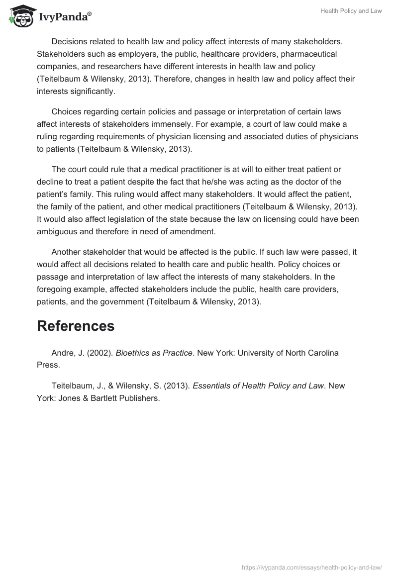 Health Policy and Law. Page 2