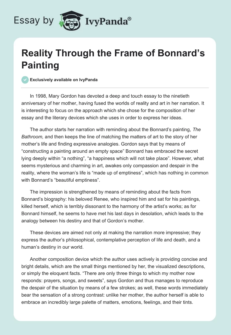 Reality Through the Frame of Bonnard’s Painting. Page 1