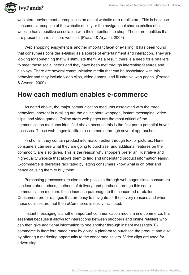 Sample Persuasive Message and Behaviors of E-Tailing. Page 2