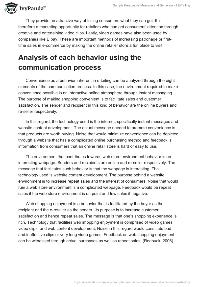 Sample Persuasive Message and Behaviors of E-Tailing. Page 3
