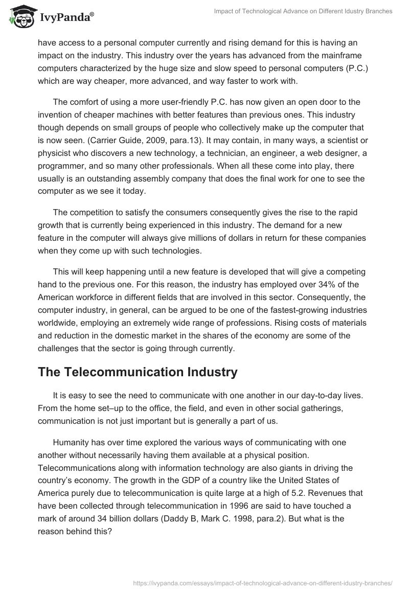 Impact of Technological Advance on Different Idustry Branches. Page 2