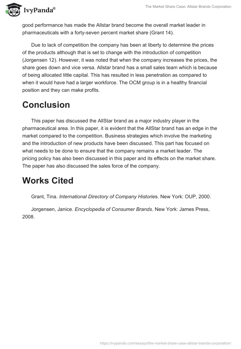 The Market Share Case: Allstar Brands Corporation. Page 2