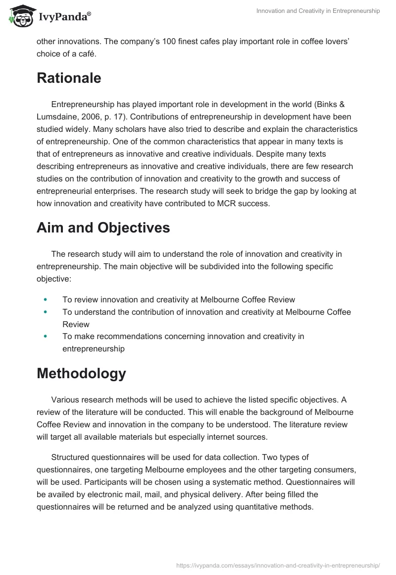 Innovation and Creativity in Entrepreneurship. Page 2