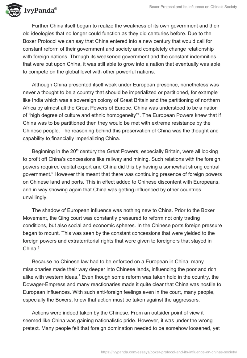 Boxer Protocol and Its Influence on China’s Society. Page 4