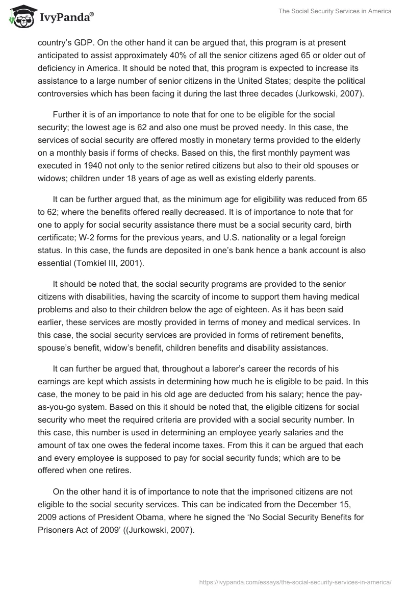The Social Security Services in America. Page 2