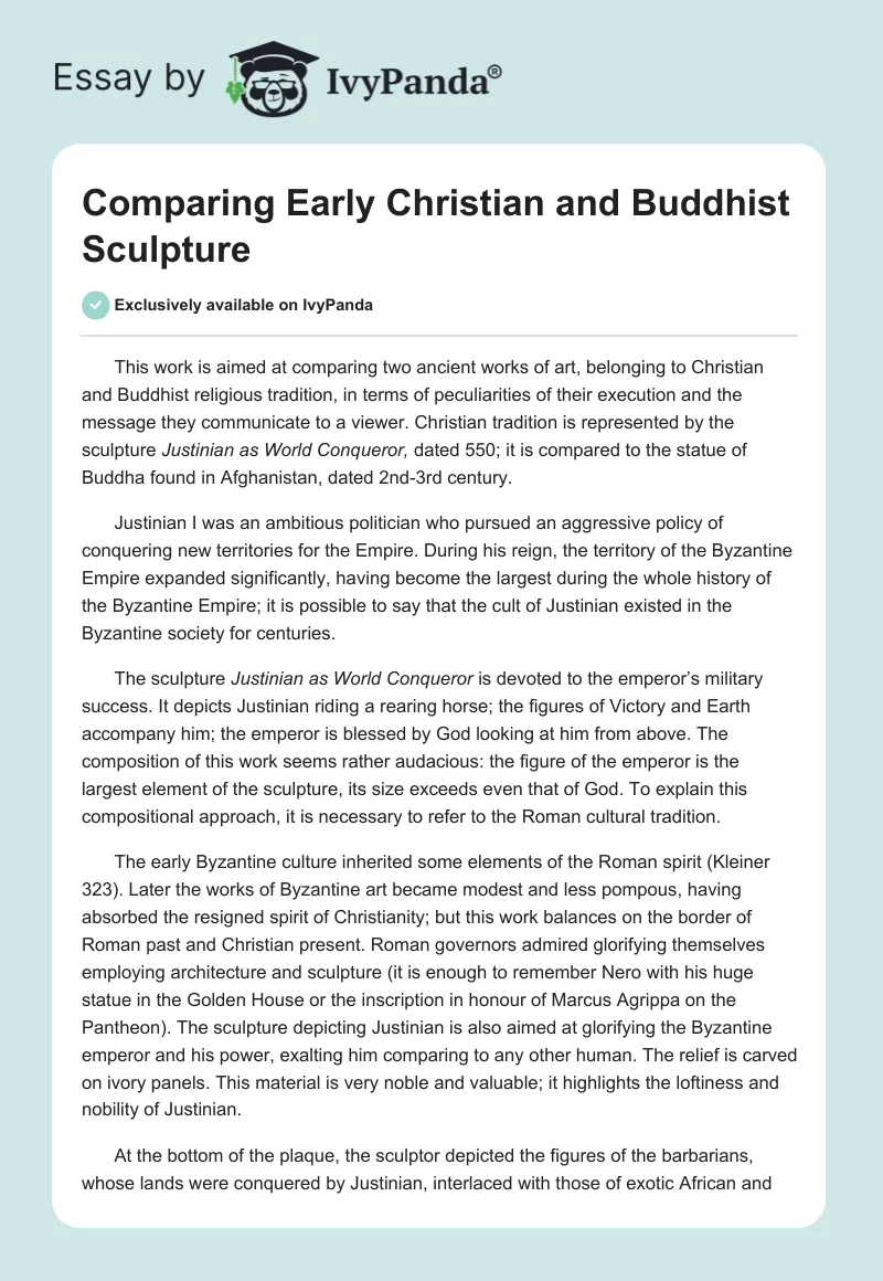 Comparing Early Christian and Buddhist Sculpture. Page 1