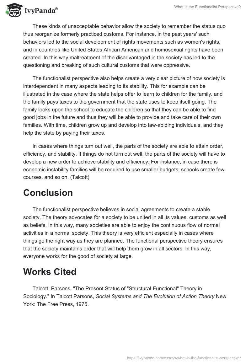 What Is the Functionalist Perspective?. Page 2