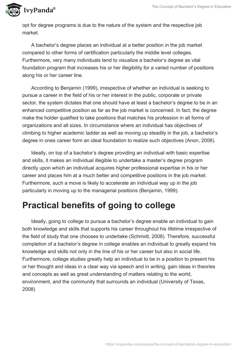 The Concept of a Bachelor’s Degree in Education. Page 2