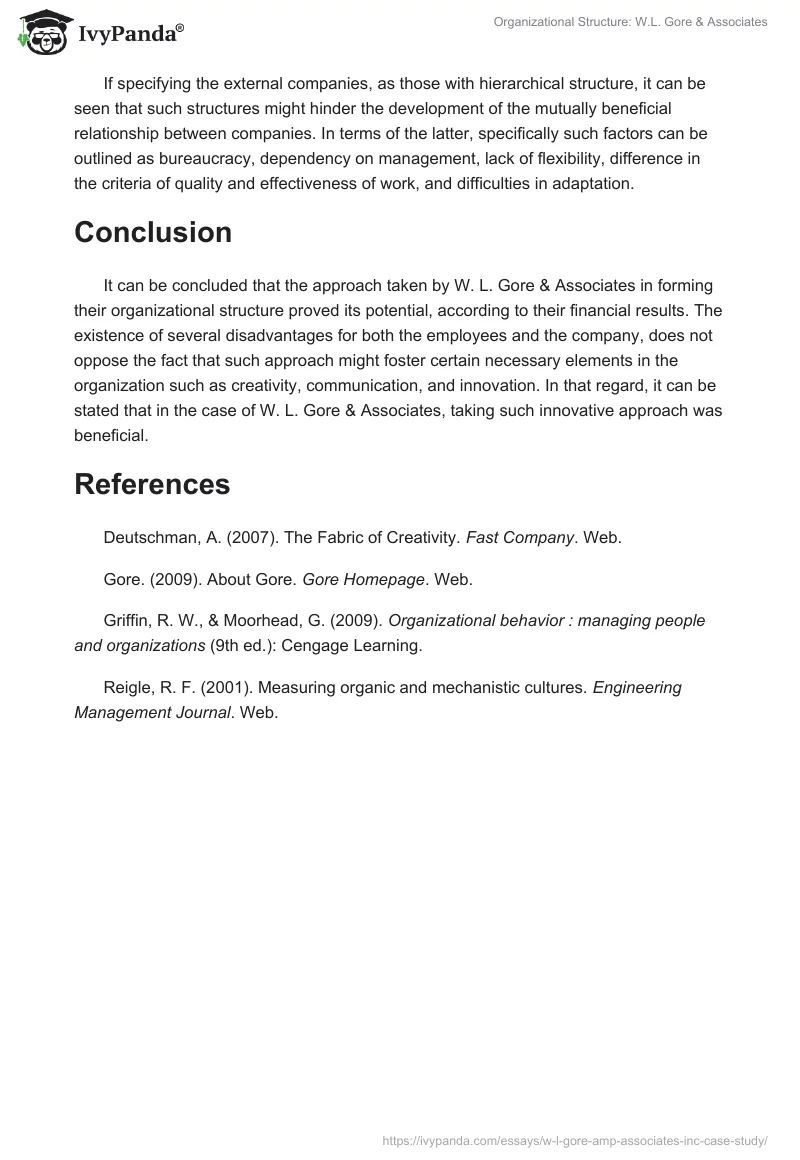 Organizational Structure: W.L. Gore & Associates. Page 5