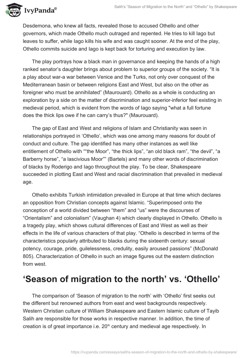 Salih's “Season of Migration to the North” and “Othello” by Shakespeare. Page 5
