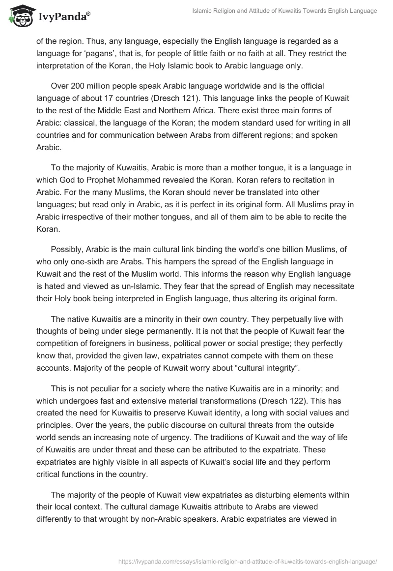 Islamic Religion and Attitude of Kuwaitis Towards English Language. Page 2