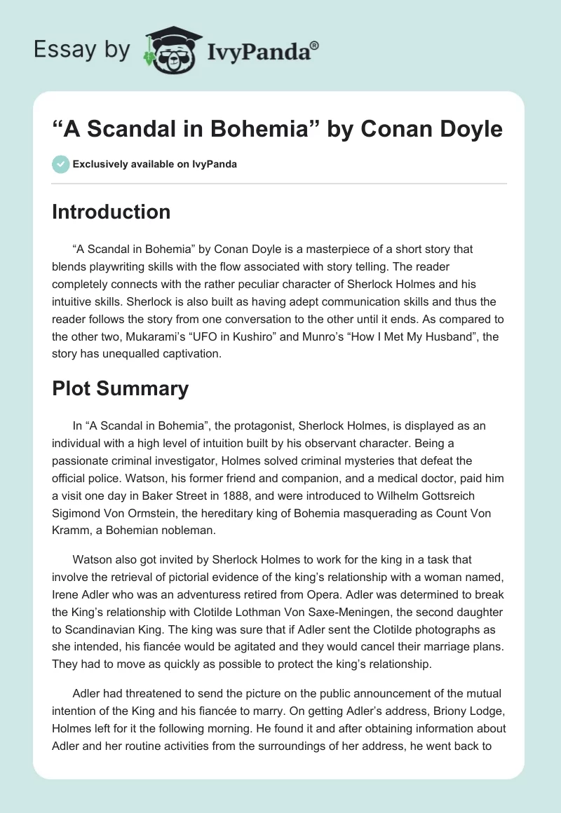“A Scandal in Bohemia” by Conan Doyle. Page 1