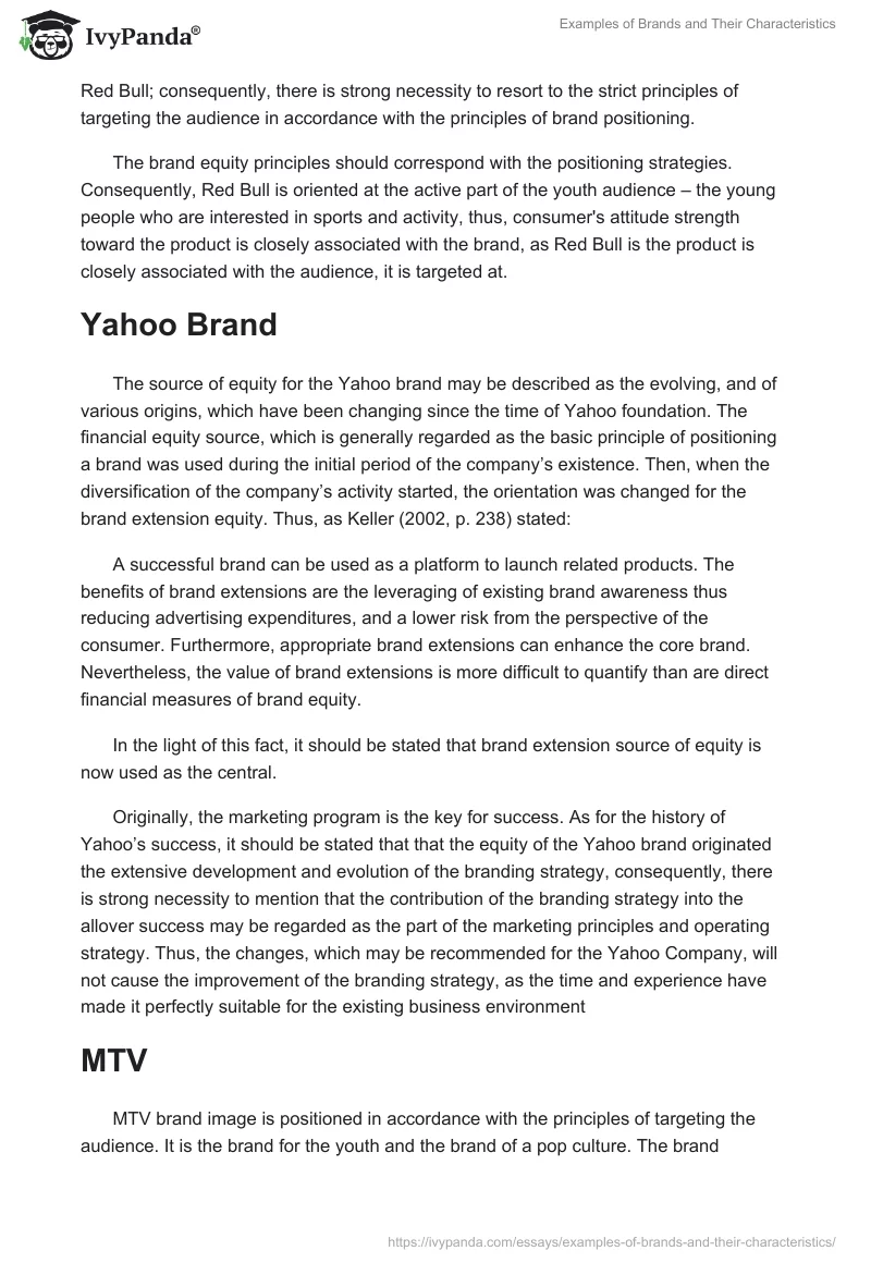 Examples of Brands and Their Characteristics. Page 3