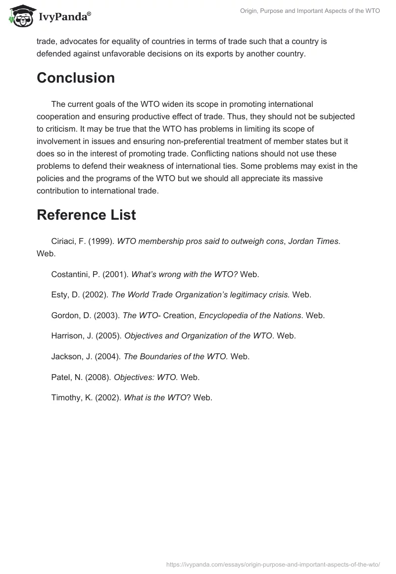 Origin, Purpose and Important Aspects of the WTO. Page 3