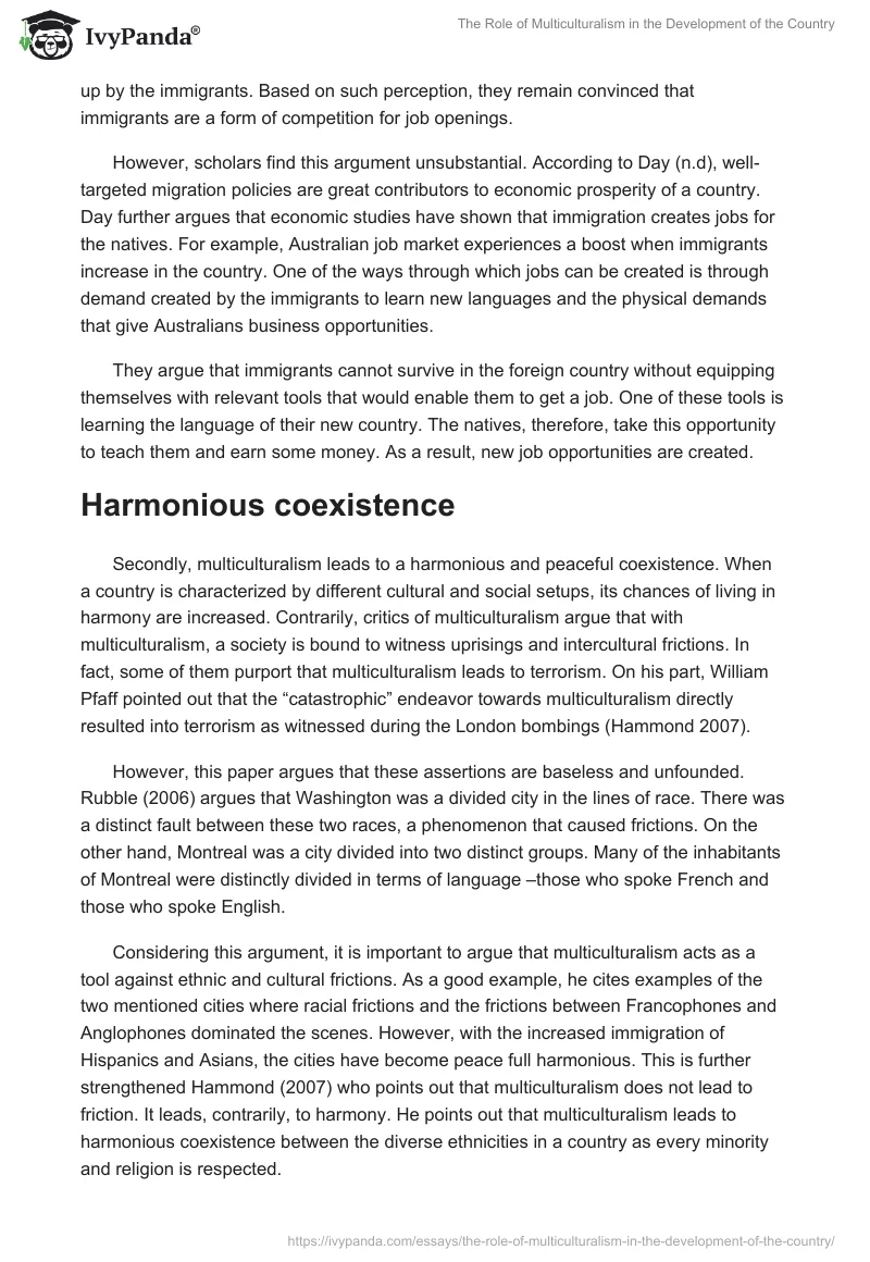 The Role of Multiculturalism in the Development of the Country. Page 2