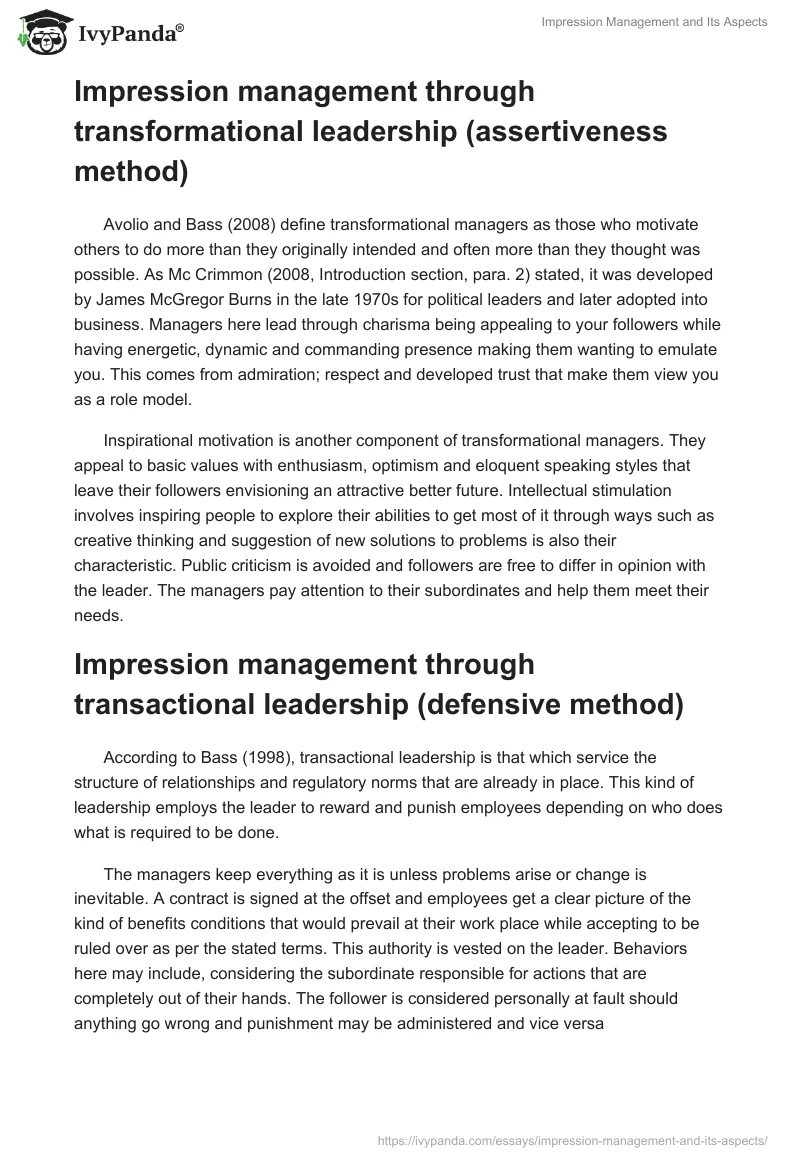 Impression Management and Its Aspects. Page 2