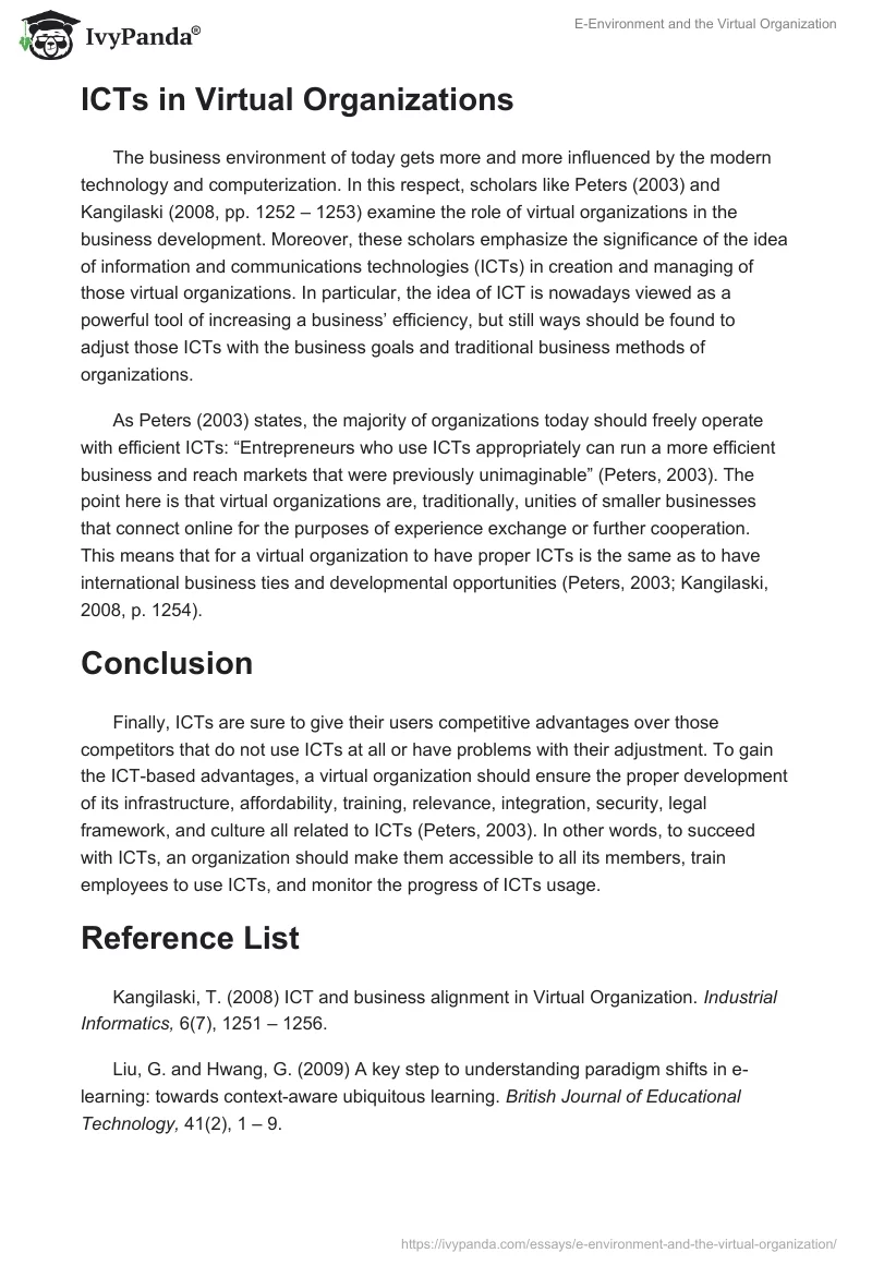 E-Environment and the Virtual Organization. Page 2