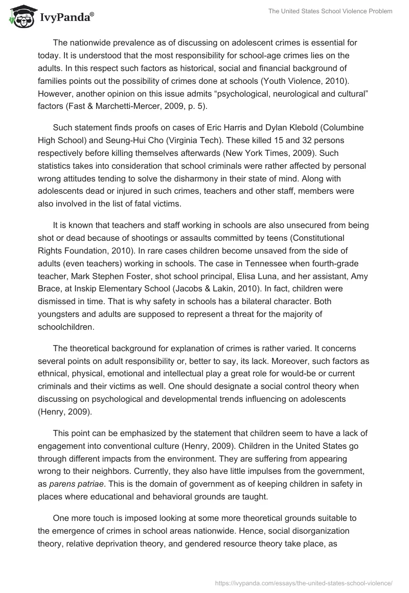 The United States School Violence Problem. Page 4