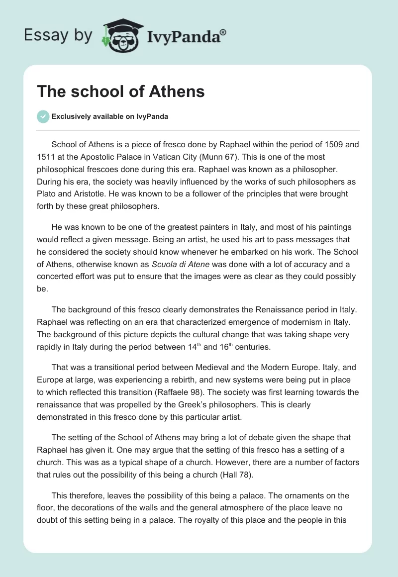 The school of Athens. Page 1