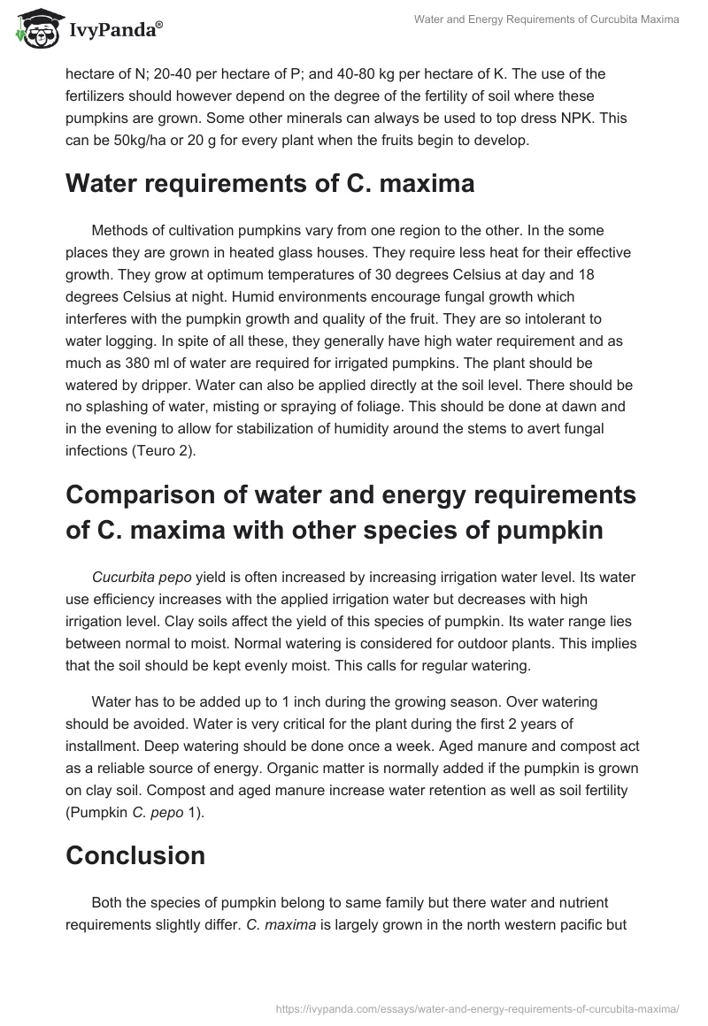 Water and Energy Requirements of Curcubita Maxima. Page 2
