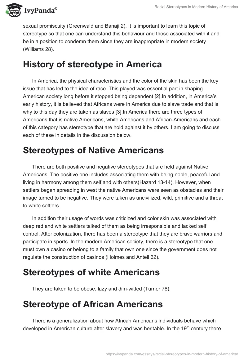 Racial Stereotypes in Modern History of America. Page 2