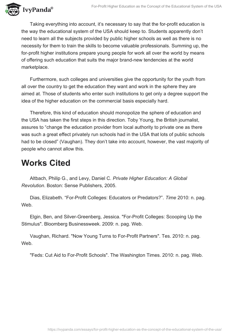 For-Profit Higher Education as the Concept of the Educational System of the USA. Page 3