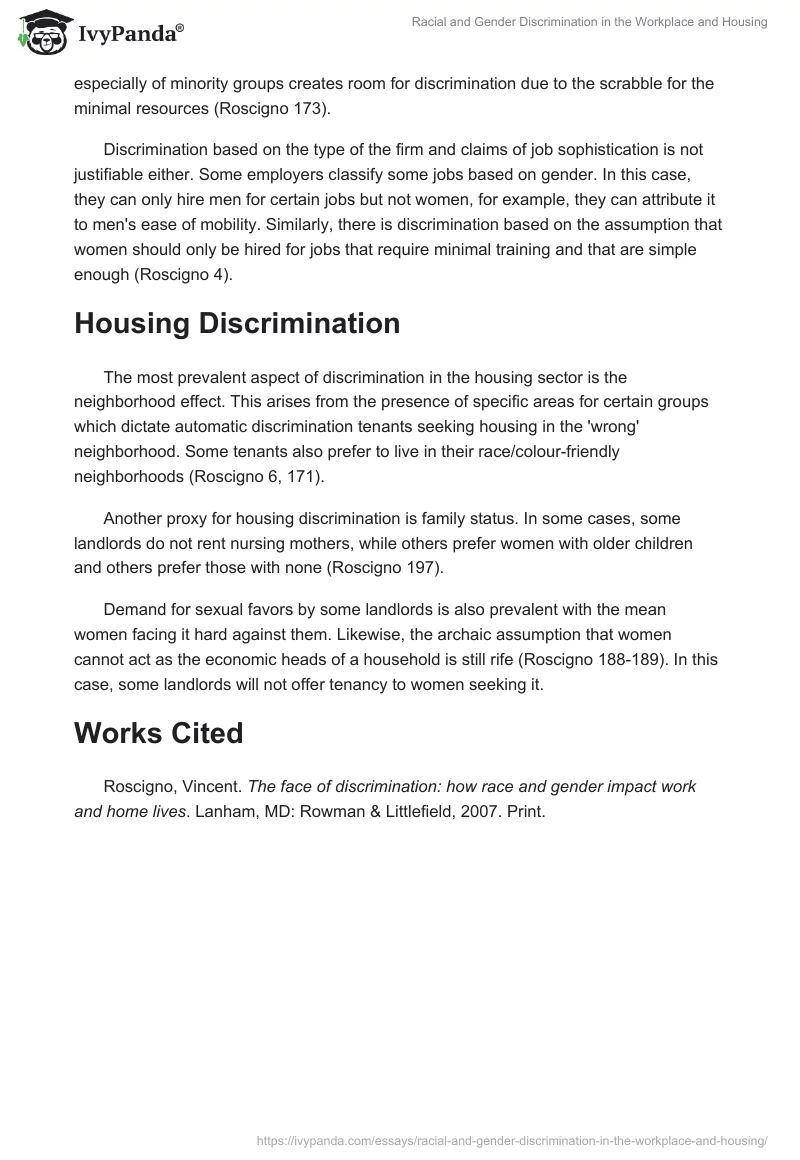Racial and Gender Discrimination in the Workplace and Housing. Page 2