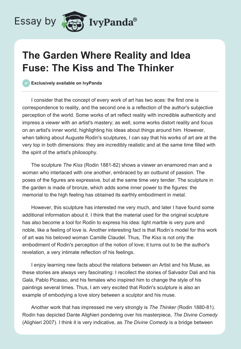 The Garden Where Reality and Idea Fuse: The Kiss and The Thinker. Page 1