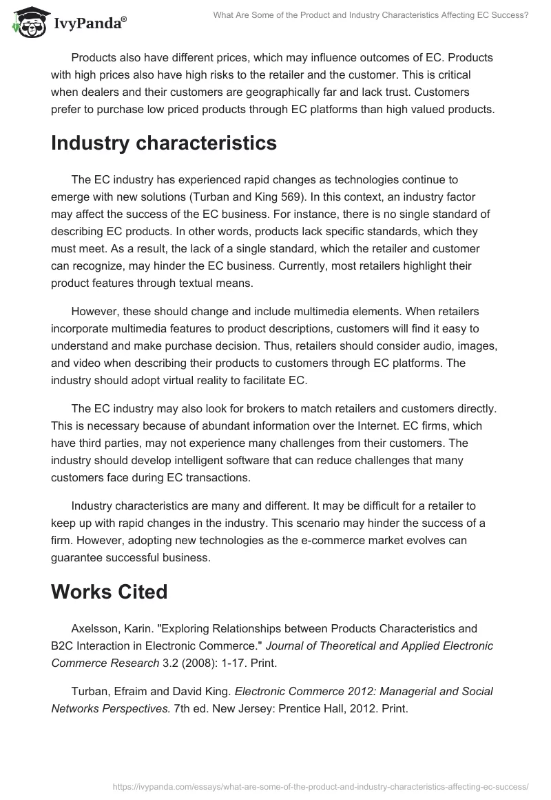 What Are Some of the Product and Industry Characteristics Affecting EC Success?. Page 2