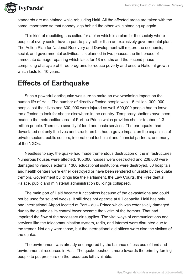 Rebuilding Haiti: Post-Earthquake Recovery. Page 2